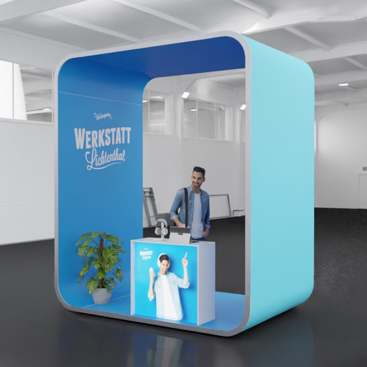 Cube Messestand blue